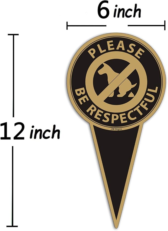 No Dog Poop Sign for Yard with Stake (2Pack) 12" x 6"Double Sided No Pooping Dog Sign-Please Be Respectful - Stop Dogs from Pooping or Peeing On Your Lawn Yard Sign
