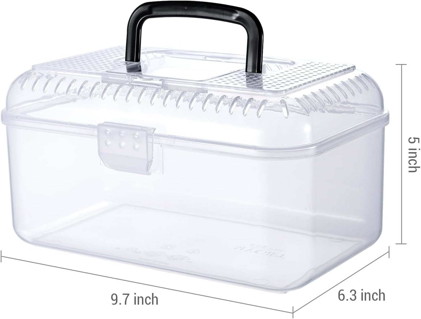 MyGift 9.5 x 6 Inch Clear Portable Insect Reptile Terrarium Tank with Black Carrying Handle, Transparent Travel Carrier for Insects Arachnids Amphibians Small Reptiles