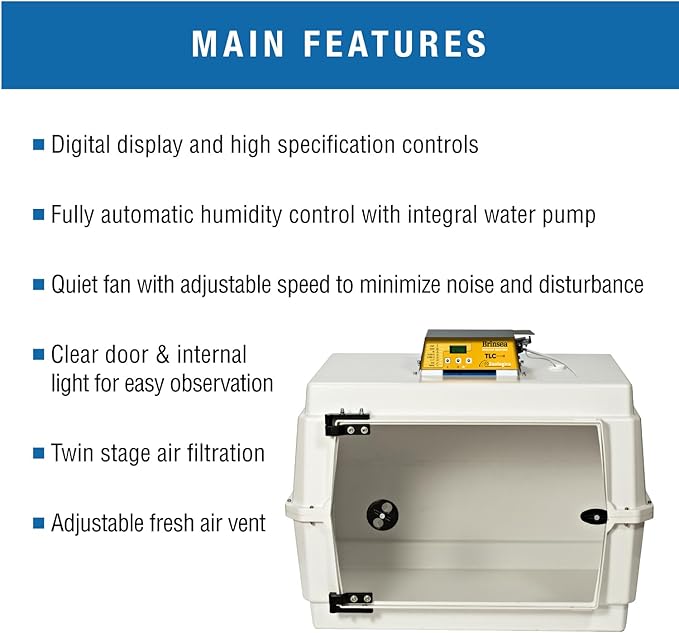 Brinsea TLC-50 Zoologica II Large Bird Brooder & Pet Recovery Incubator with Humidity Control for Sick Animals, Ideal for Large Birds, Newborn Puppies, Kittens, and Small Animals