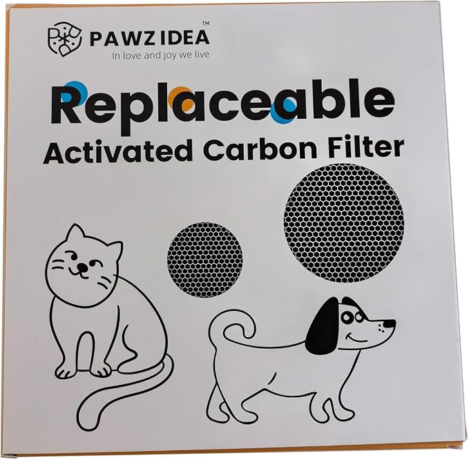 PAWZIDEA Activated Carbon Filter Replacement for Dog Poop Trash Can, 3.15" x 3.15" Thick Deodorizing Carbon Filters, Fits 2.1 Gallon Wall Mount & 5.3 Gallon Outdoor Waste Can, 4-Pack, Replace Monthly