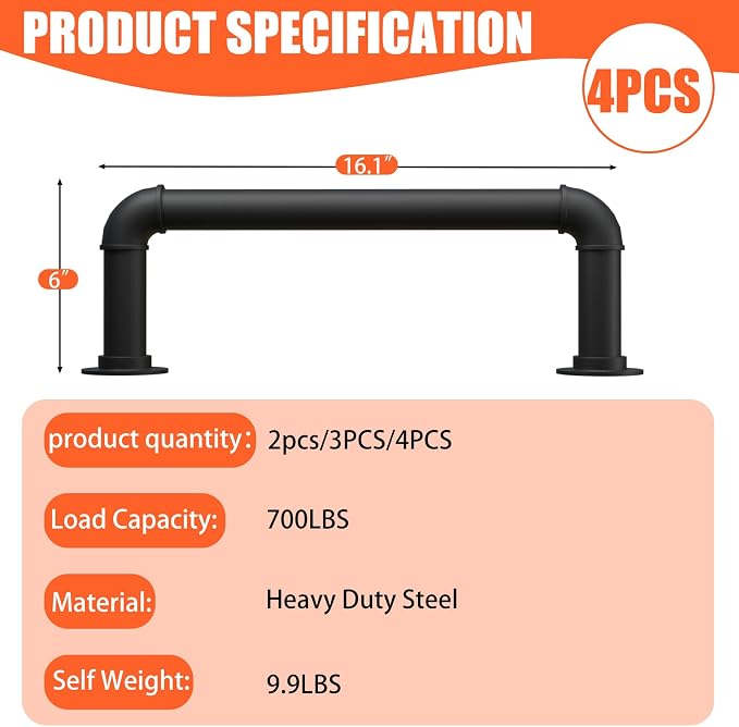 4-Step Wall Mounted Ladder, Heavy Duty 700lbs Capacity Steel Pipe Fire Escape Ladder for Egress Window & Basement, Black Industrial Blanket Hanging