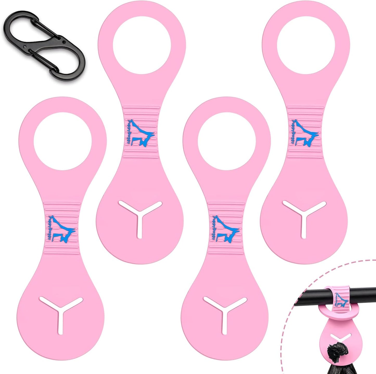 PuppyDoggy Dog Poop Bag Holder for Leash Waste Bag Carrier Dog Poop Bag Dispenser for Walking Running Bicycle Accessory 4 pieces (Pink)