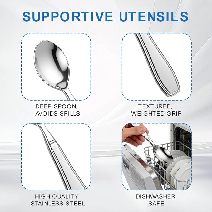 Weighted Utensils for Hand Tremors and Parkinsons Patients Heavy Weight Spoons Stainless Steel Silverware Adaptive Utensils for Elderly Arthritis Weak Hand Grip 7OZ