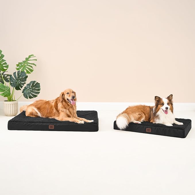 EHEYCIGA Orthopedic Dog Bed Large with Removable Washable Cover, 41IN Black | Egg Crate Foam Support, Durable Oxford fabric, Non-Slip Bottom, Machine Washable, Soft Waterproof Plush Pet Bed Mat For Crate