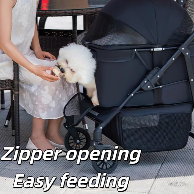 Medium Pet Stroller for Small & Medium Dogs, Double Dog Stroller for 2 Dogs, 80 Lbs Capacity Lightweight Integrated Design, Easy Setup Durable Pet Cart with Safe & Comfort Travel