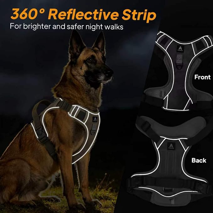 Twoear No Pull Dog Harness for Small Dog, Lightweight Tactical Dog Harness | Top Handle, Reflective, Breathable, Easy Buckles, Dual Clips, Easy to Put on & Take Off, Dog Vest for Walking Hiking Training