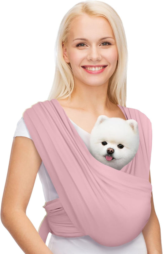 Dog Carriers for Small Dogs, Front Facing Dog Sling Carrier, Hands Free Cat Carrier, Size Adjustable, Reducing Back Pain, Premium Cotton, Safe and Soft Dog Carrier (Regular, Light Pink)
