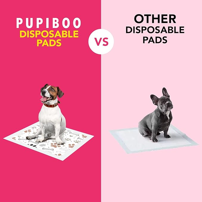 Pupiboo Disposable Dog and Cat Training Pads Highly Absorbent Pee Pads, Leak Proof Backing, for Housebreaking & Potty Training – 23x23 in (100 Count)