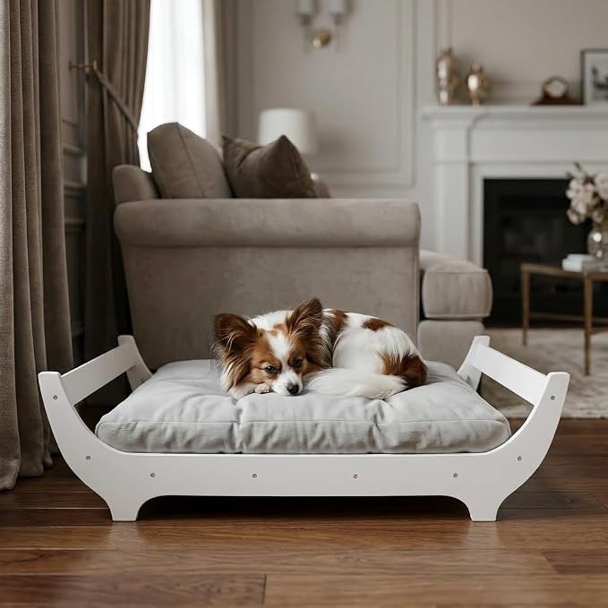 Perugina Wood Elevated Raised Dog Bed Frame Mat Set,Maple Pattern,60lb | Trainer Recommended DutchDesign Sturdy Attractive Dog Sofa Couch Furniture