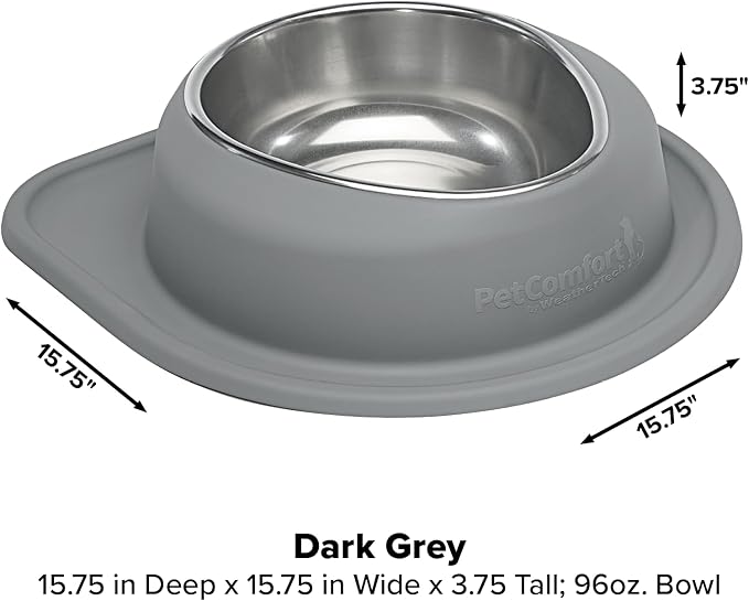 WeatherTech Single Low Pet Feeding System - Heavy-Duty Dog & Cat Food/Water Bowl - 96 oz (12 Cups) Dark Grey (SL9603DG)