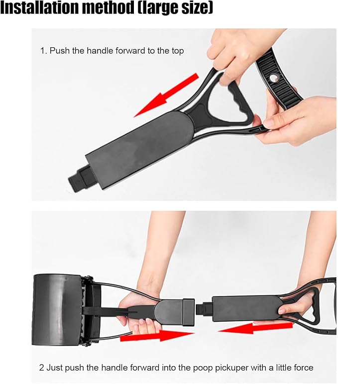 Pet Pooper Scooper, 23.7 Heavy Duty Dog Pooper Scooper, Long Handle Poop Picker Upper, Portable Pet Waste Grabber for Yard, Grass, Dirt, Double Spring, Dog Supplies (All Black)