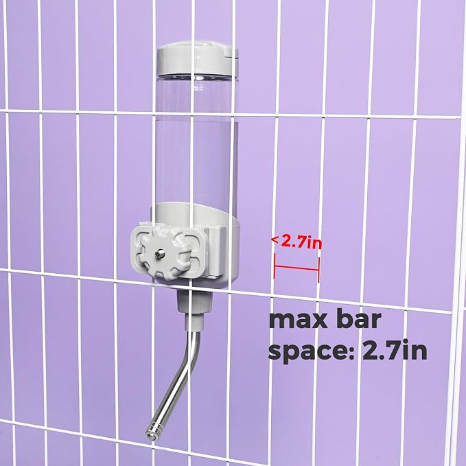 VANNON Top Fill Dog Water Dispenser for Cage, 23oz Auto Feeding Crate Water Bottle for Dogs, Cats & Rabbits, Pet Nozzle Diameter: 12mm, BPA Free, Grey