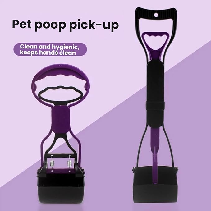 Stop Bending Over: Ergonomic Dog Scooper Pooper with Strong Bite Force, Easy Pick Up Pooper Scooper Tool for Lawn and Gravel, Assorted Sizes (Large, 23.2in Pink Black)