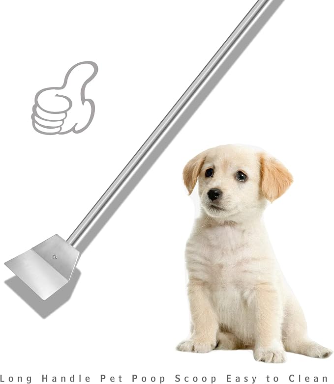 Heavy Duty Stainless Steel Pooper Scooper,Large Spade Poop Scoopwith Long Handle,33.4 inch Scooper for Pet Waste Indoor Outdoor Cleaning Easy Wash (Pooper Scooper Only)
