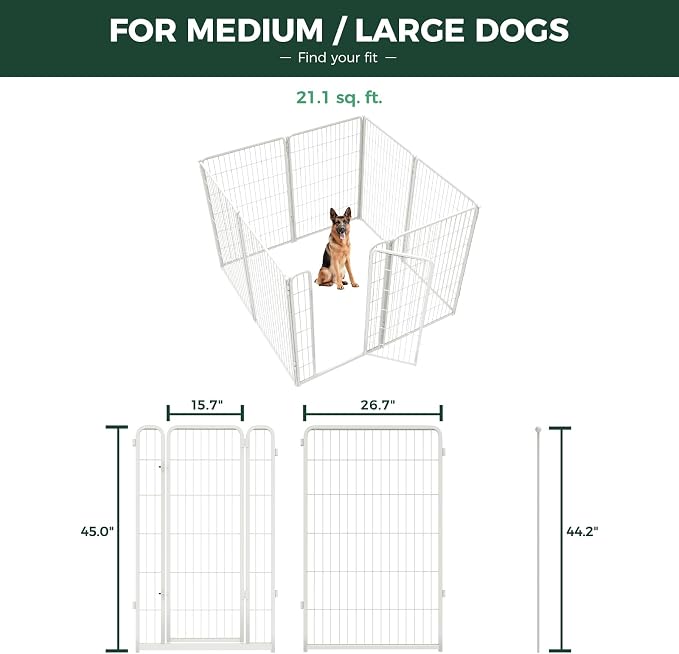 FXW Homeplus Indoor Dog Playpen with Camera Mount, 45" H, 8 Panels | Calm Indoor Play Area, Wider Viewing Angles with Stable Support, for Large Dogs, Patented