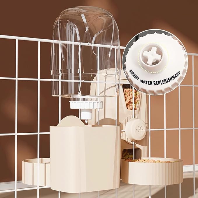 Hanging Cage Automatic Pet Food Water Dispenser 34oz, Large Capacity Feeder Gravity Refill Food and Siphon Suction Water Set for Dog Cat Rabbit Chinchilla and Ferret (Water Dispenser)