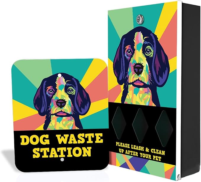 Zero Waste USA - DISPENSE-ART™ Dog Waste Station - Beagle | Commercial rust-proof aluminum station with UV artwork, 400 roll bags, 10-gallon can & 10-year warranty