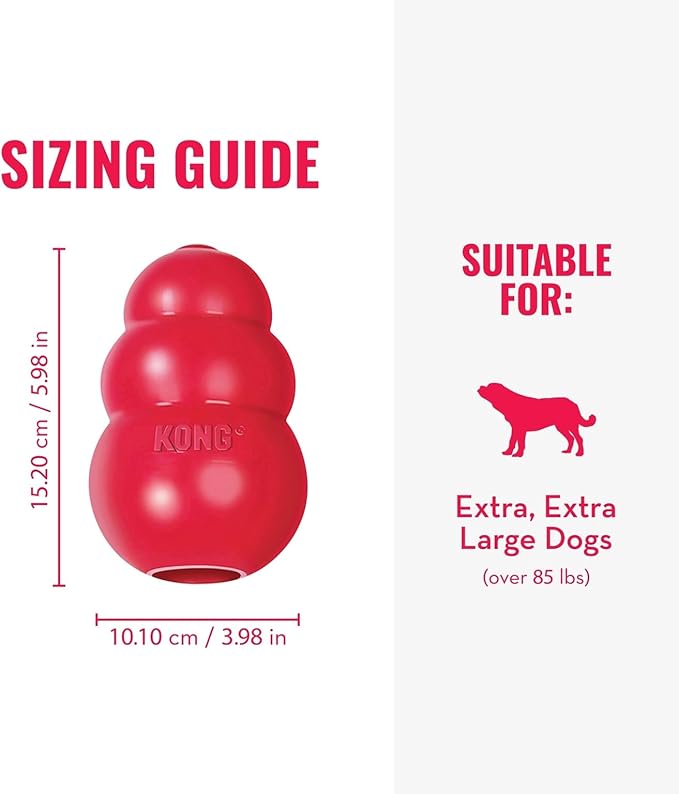 KONG Classic Stuffable Dog Toy - Fetch & Chew Toy for Dogs - Treat-Filling Capabilities & Erratic Bounce for Extended Play Time - Durable Natural Rubber Material - for XX-Large Dogs