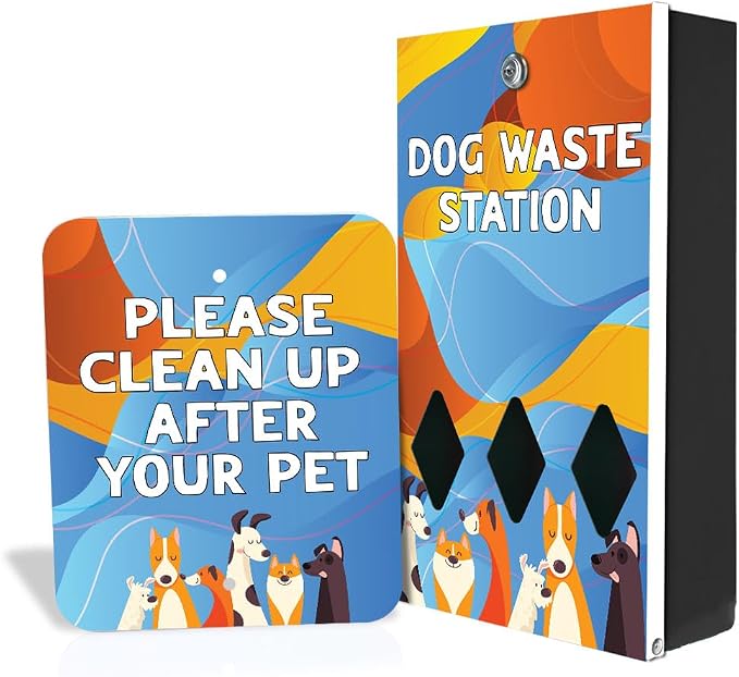 Zero Waste USA - Aluminum Dog Waste Station - Abstract Dogs | Matte Black | DISPENSE-ART™ UV-printed aluminum station, 25% larger bag storage, rust-proof commercial design for parks & properties