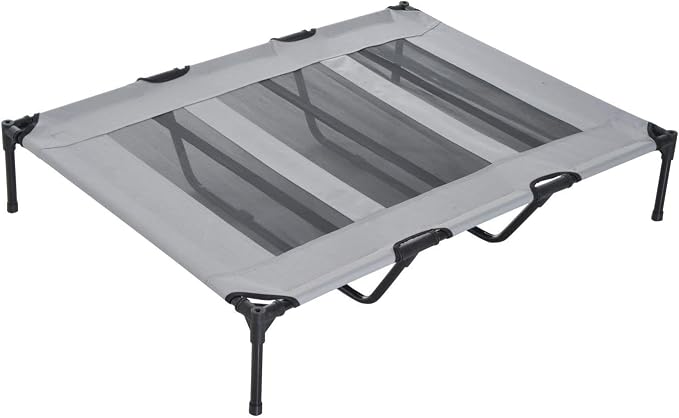 PawHut Elevated Dog Bed with Removable Canopy, 48 inch, Gray | Large Pet Bed, Outdoor Dog Cot, UV Protection Shade, Camping