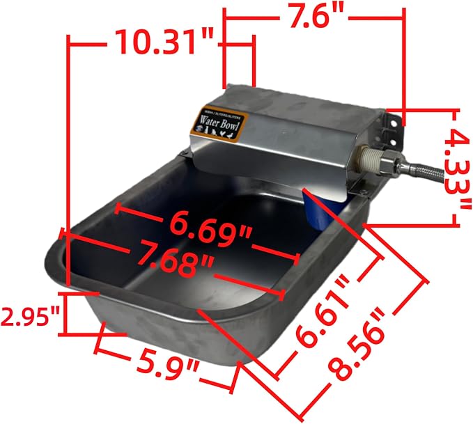 Automatic Water Dispenser for Dogs 1 Gallon/3.8L Stainless Steel Water Bowl Outdoor Dog Drinking Waterer Feeder Auto Fill Pet and Livestock Waterer Feeder Fits GHT 3/4" Faucet Wide Mouth