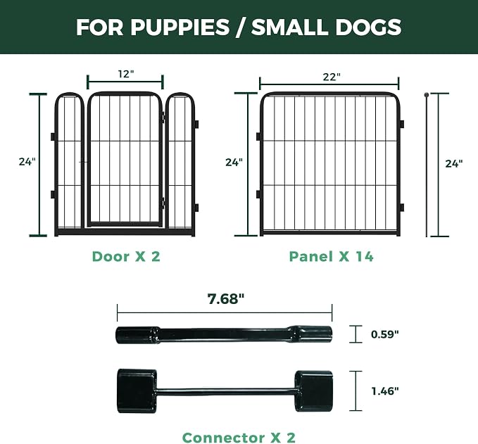 FXW Homeplus Indoor Dog Playpen with Divider Connectors, 24" H, 16 Panels | Calm Indoor Play Area, Two-Zone Layout, For Puppies & Small Dogs, Patented