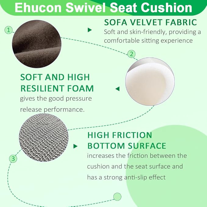 Swivel Seat Cushion 360 Degree Rotating Seat Cushion Light Weight Portable Pivot Disc Pad for Elderly, Swivel Car Seat Easy Turning from Bed to Wheelchair or Chair (45cmX45cm-Gray)