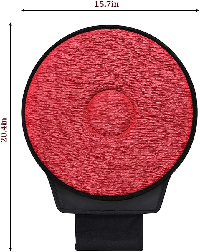 360 Degree Swivel Car Seat Cushion, Round Rotating Non Slip Vehicle Chair Pad for Elderly Support, Portable Removable Automotive Interior Seat Assist Pad, Universal for Sedan RV Truck (Red)