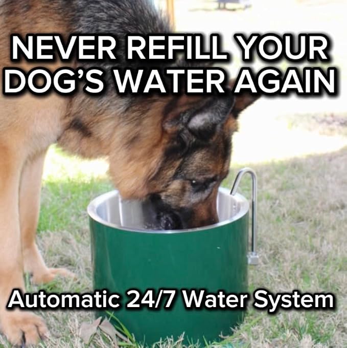 Smart Dog Water Bowl for Outside - Connects to Garden Hose - WiFi App Controlled Timer for Automatic Water Flow - Stainless Steel Outdoor Pet Water Bowl - Large Capacity (Green)