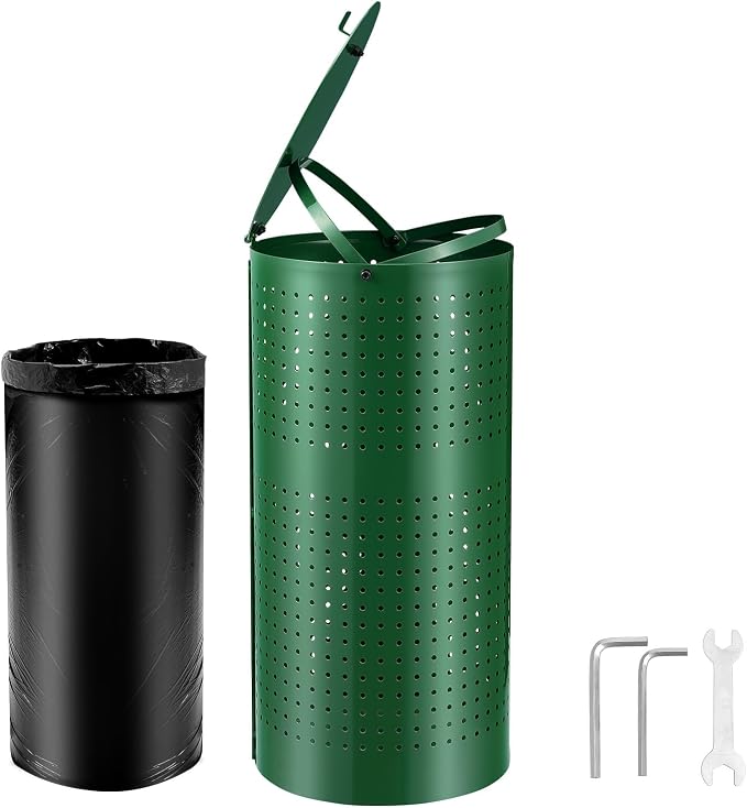 GOWE Dog Poop Trash Can 11.5 Gallons Weather-Resistant Dog Waste Bin with Lid