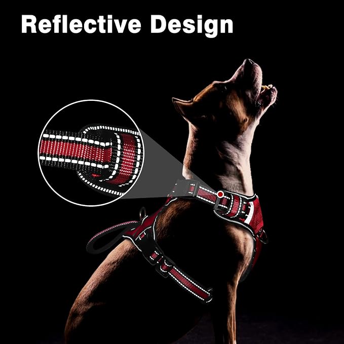 Service Dog Vest No Pull Dog Harness with 7 Dog Patches, Reflective Pet Harness with Durable Soft Padded Handle for Training Small, Medium, Large, and Extra-Large Dogs