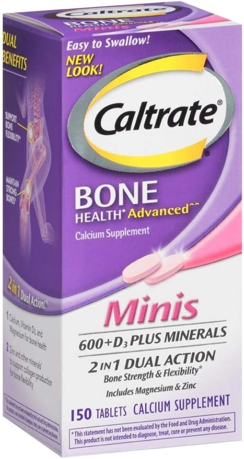 Caltrate 600+D3 Plus Minerals Mini Calcium & Vitamin D3 Supplement Mini Tablet, 600 mg, 150 Count (Pack of 3)
