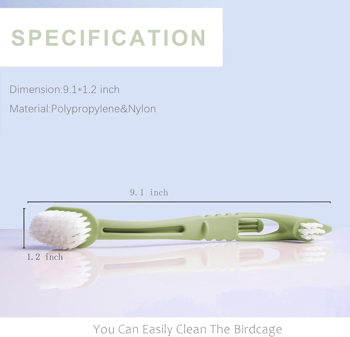 Bird Cage Cleaning Brush with Long Ergonomic Handle - Durable Bristlesfor Cleaning Parrot Cages, Kennels, and Perches,Removes Poop and Keeps Bird Cages Fresh,Essential Bird Cage Accessory