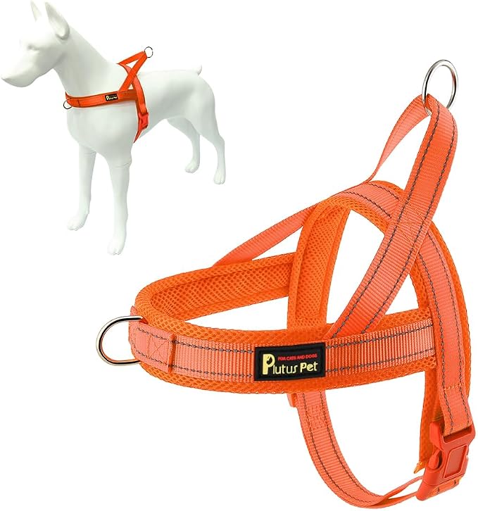 Plutus Pet No Pull Dog Harness for Puppy Small Dogs, Breathable Mesh Padded | Adjustable Reflective with Handle, Escape Proof, Quick Fit Pet Vest, Front Clip, for Training and Walking, Orange, XS