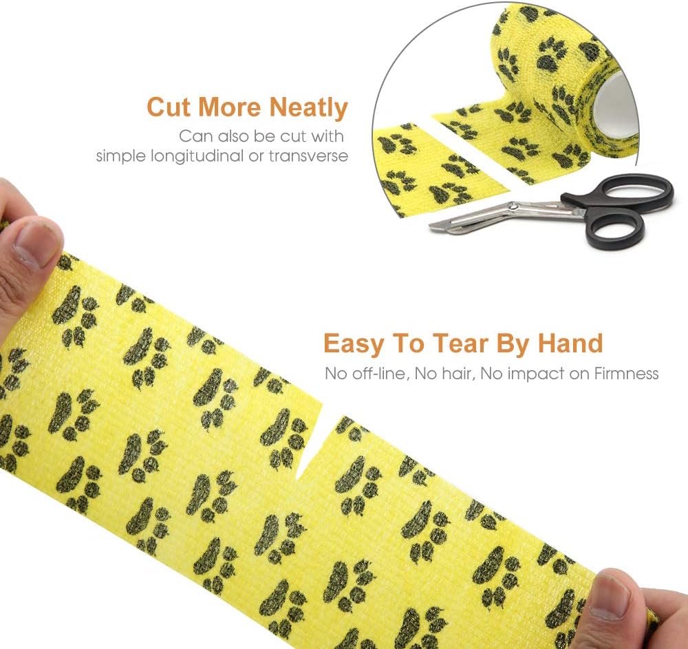AUPCON Vet Wrap Cohesive Bandages Bulk Self Adhesive Bandage Wrap Self Adherent Wrap Non-Woven for Dogs Pet Animals & Ankle Sprains & Swelling 2 Inch x 5 Yards (3 Inch Claw)