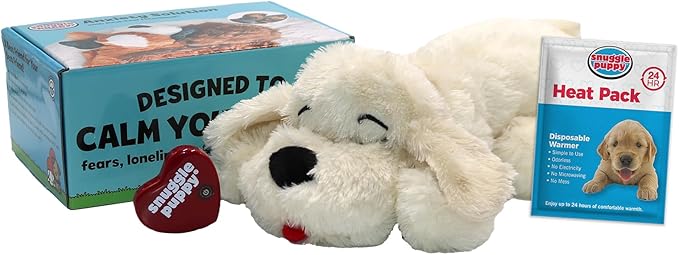 Original Snuggle Puppy Heartbeat Puppy Toy - Heartbeat Puppy for Dogs - Pet Anxiety Relief and Calming Aid - Comfort Dog Toy - Behavioral Training and Sleep Aid Cuddle buddy - Crate Training Essential