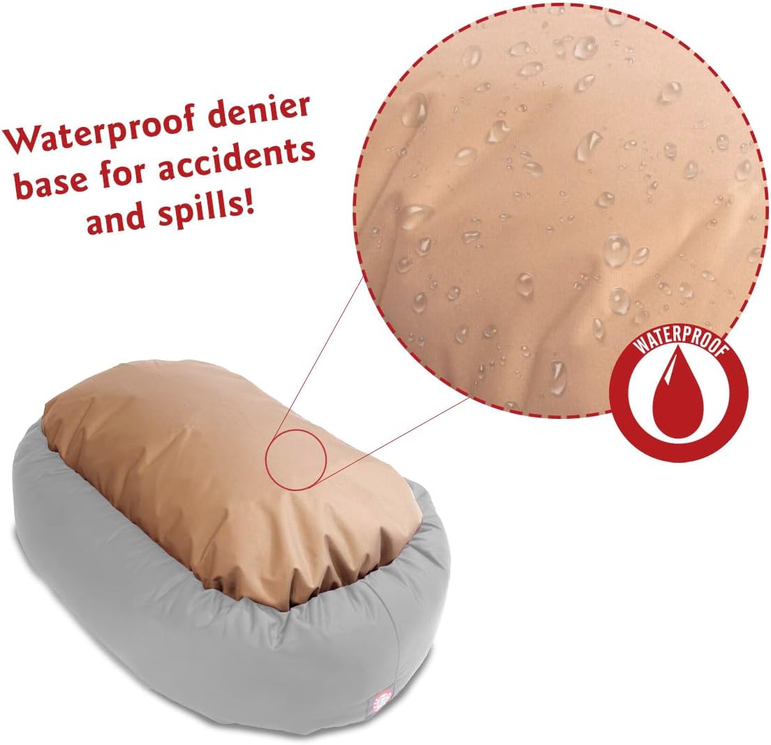 Majestic Pet 40 Inch Micro Velvet Calming Dog Bed Washable 40x29x9 (inch) – Cozy Soft Round Donut Dog Bed with Spine for Head Support - Pet Bed Large – Aubergine