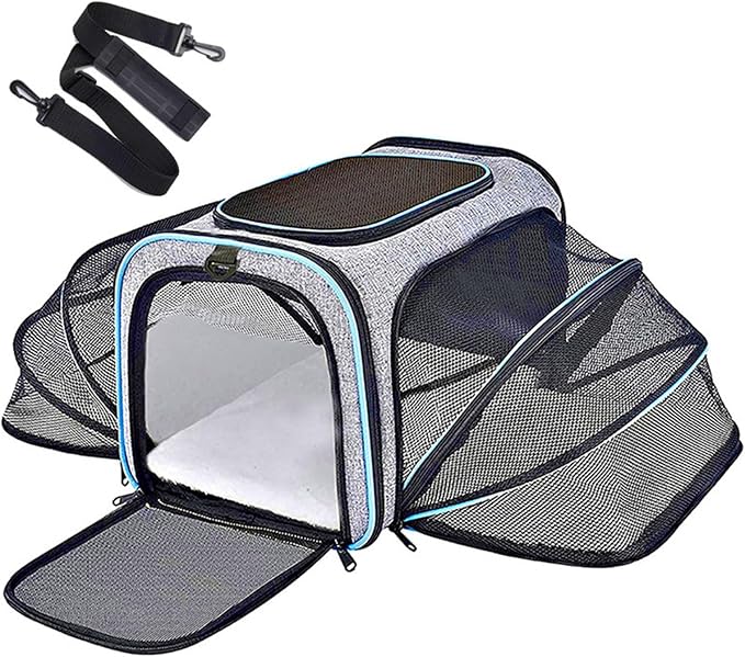 Airline-Approved Expandable Pet Carrier for Small Dogs & Cats, Soft-Sided Collapsible Travel Bag with 4-Way Access(B10,Small)
