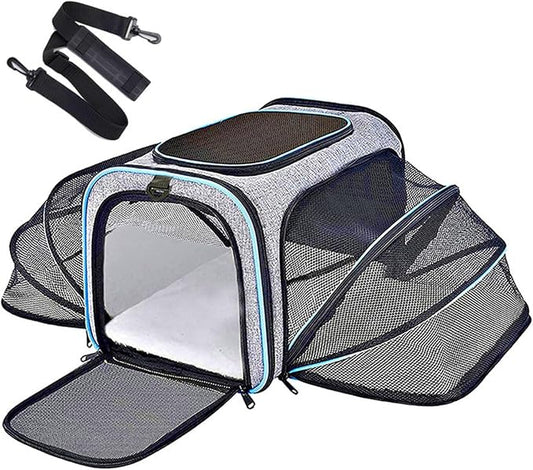 Airline-Approved Expandable Pet Carrier for Small Dogs & Cats, Soft-Sided Collapsible Travel Bag with 4-Way Access(B10,Small)