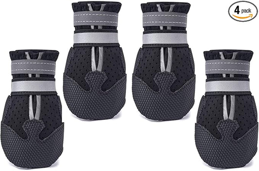 Dimicoo Breathable Dog Boots for Medium Large Dogs, Non-Slip Dog Shoes for Summer Hot Pavement, Lightweight Paw Protector Dog Booties for Outdoor Walking Indoor Hardwood Floors