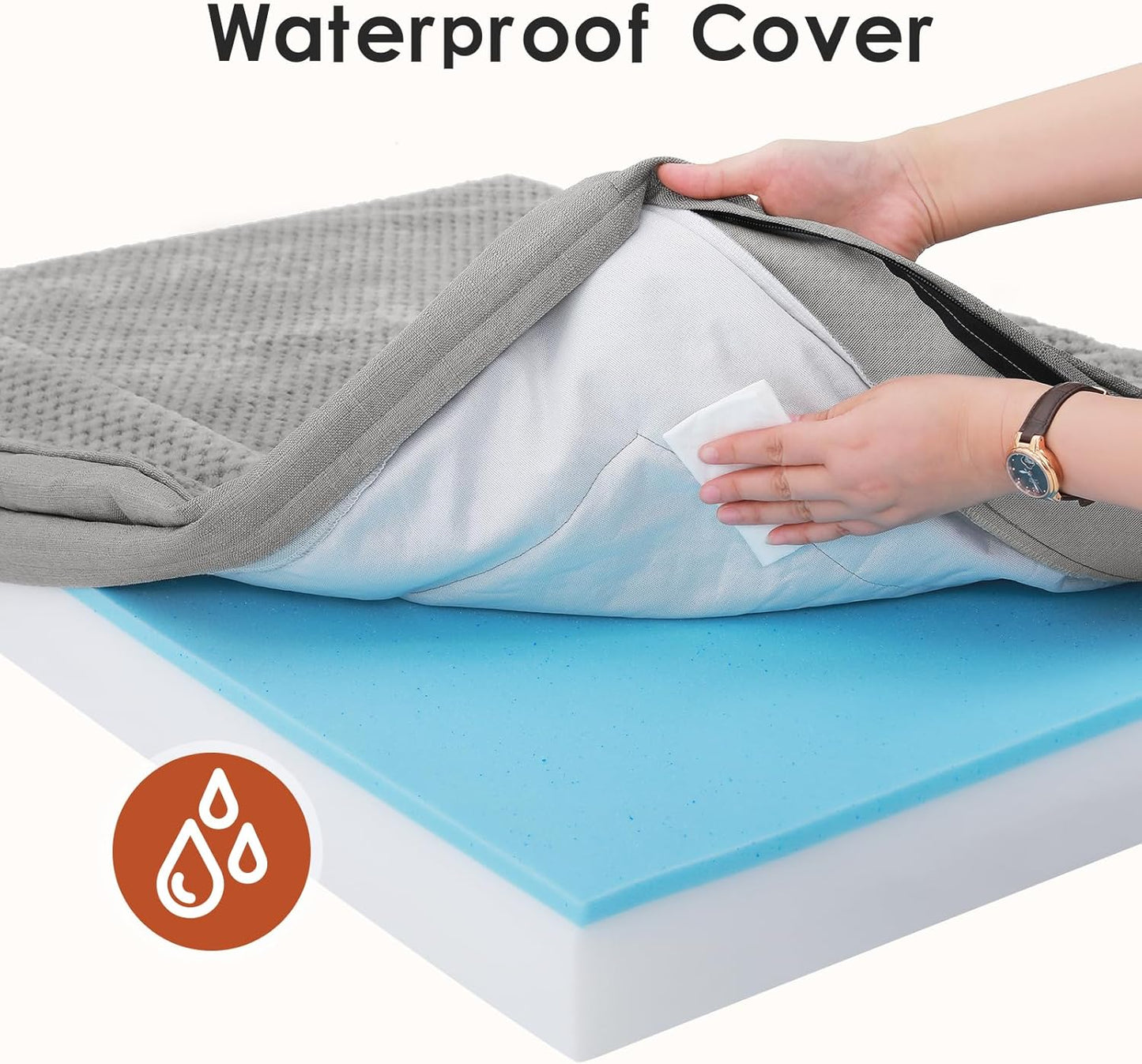 Orthopedic Dog Bed, 3 Inch Memory Foam Dog Beds for Large Dogs, Washable Removable Cover, Nonskid Bottom, Waterproof Pet Couch for Indoor, Outdoor or Car Use, 41x27 Inches XL Light Grey