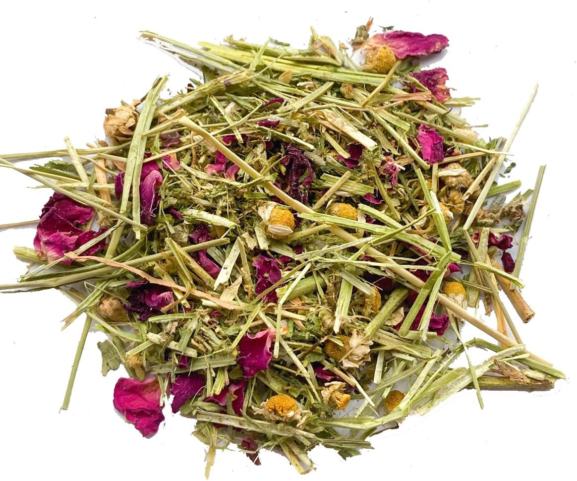 Herbal Calming Forage (2 Ounces): Premium Rabbit Food, Hay for Guinea Pigs Food, Chinchilla Food, Hamster Treat Made with Timothy Hay & Organic Herbs (2 Ounces)