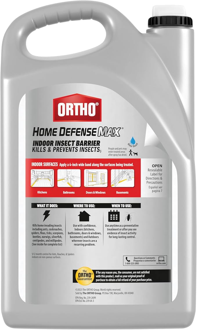 Ortho Home Defense Max Indoor Insect Barrier Refill - Bug Killer Spray Refill, Kills Ants, Roaches, Spiders, Fleas and Ticks, 1 gal. (2-Pack)