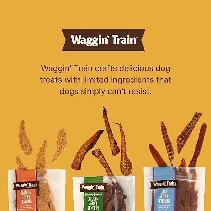 Waggin' Train Chicken Jerky Dog Treats, Made with 100% Real Chicken Breasts, Only Two All-Natural Ingredients, Great High Protein Dog Treat, Easily Digestible for Big or Small Dogs, 18 oz. Pouch
