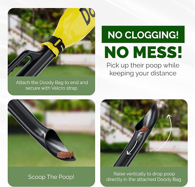 Pooper Scooper For Dogs & Cats – Dog Poop Scooper With Bag Attachment & 5 Pooper Scooper Bags – One-Handed Slide Scoop Dog Poop Picker Upper – Portable Dog Poop Scoop For Lawn Or Park