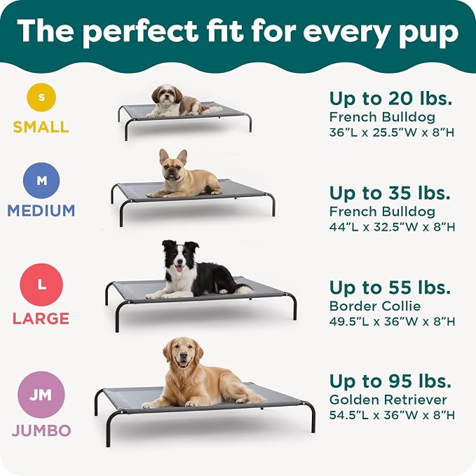 FurHaven Elevated Dog Bed, Cooling Raised Pet Cot with Breathable Mesh, Durable Steel Frame, Indoor/Outdoor Use, Easy Assembly, Jumbo XL, Nylon Mesh with Steel Frame, Capri Blue