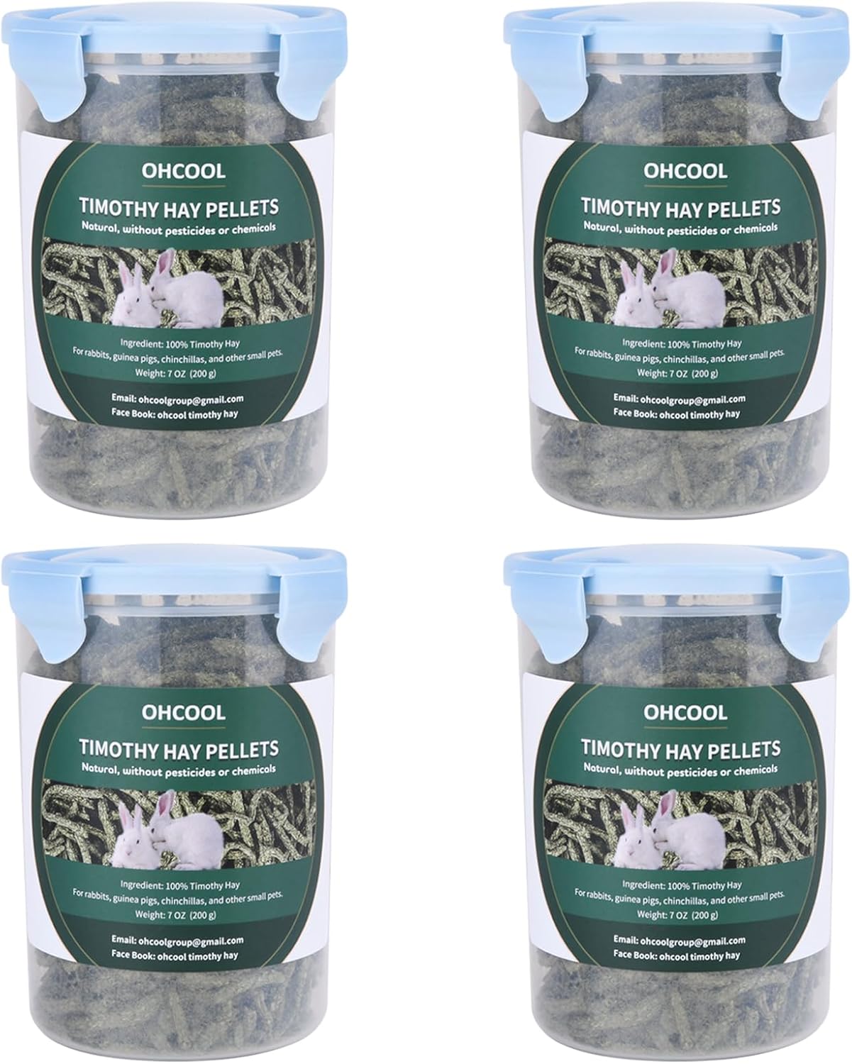 Timothy Hay Pellets 28oz (4 * 7 oz) - 100% Timothy Premium Nutrition Pellet for Tortoise, Rabbits 28 oz