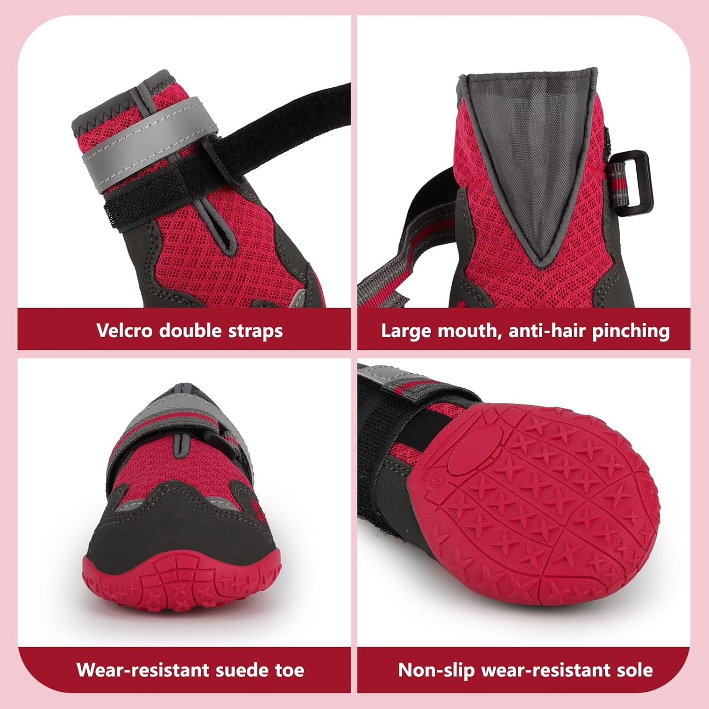 Dog Shoes for Large Medium Small Dog, Mesh Breathable Dog Shoes for Hot Pavement, Anti-Slip Dogs Boots Paw Protectors with Reflective for Outdoor Walking Indoor Hardfloors (Size 3)