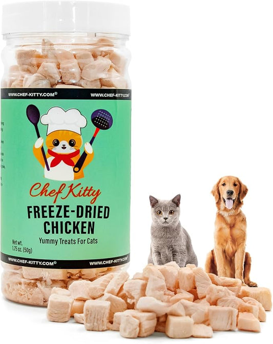 Freeze Dried Chicken Cat Treats | Healthy Dog Food Toppers 100% Human Grade | Single Ingredient, Grain Free Chicken Dog Treats | Inspected & Tested in USA | No Additives or Preservatives, 1.7 oz ASIN
