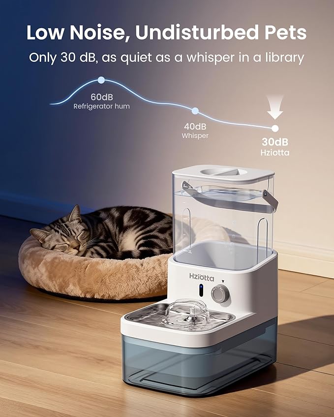 Cat Water Fountain with Radar Sensing, Stainless Steel Pet Water Fountain with 3L Clean Water Tank & 2.7 L Wastewater Tank, Wireless Cat Fountains for Drinking, No Filters, 30db Low Noise